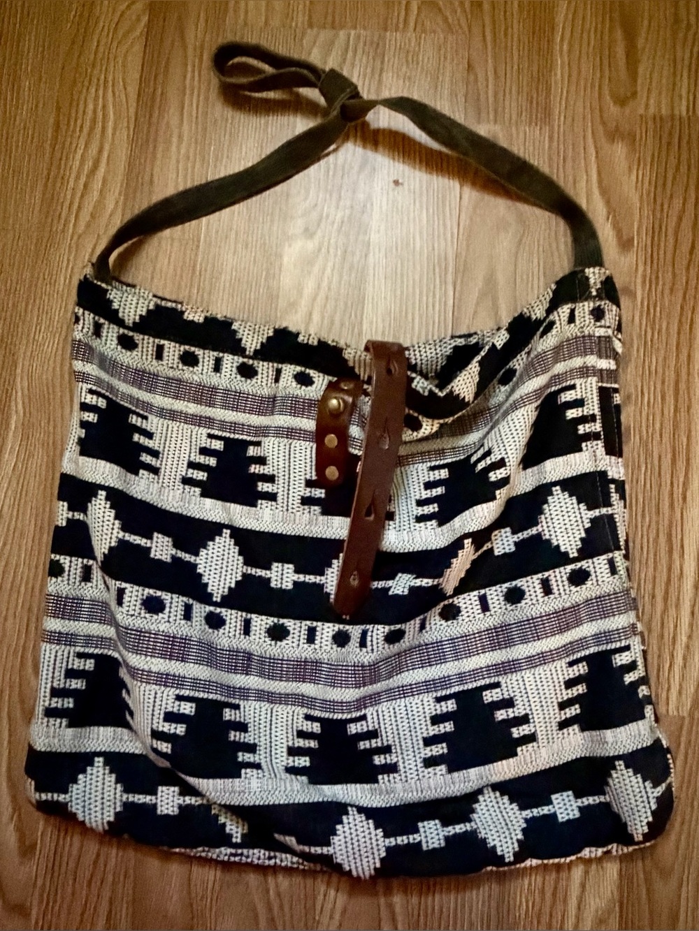 The Same Direction Bohemian Black & Cream Woven Shoulder Bag